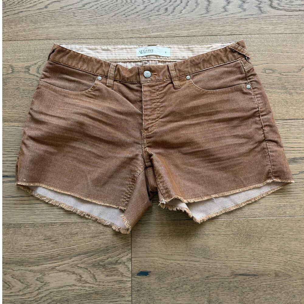 Carve Designs Oahu Corduroy Shorts Brown Pink Frayed Hem Women's 8